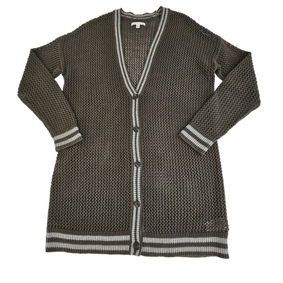 American Eagle Outfitters Sweaters - American Eagle Long Cardigan Womens Medium Green V-neck Crochet Knit AEO